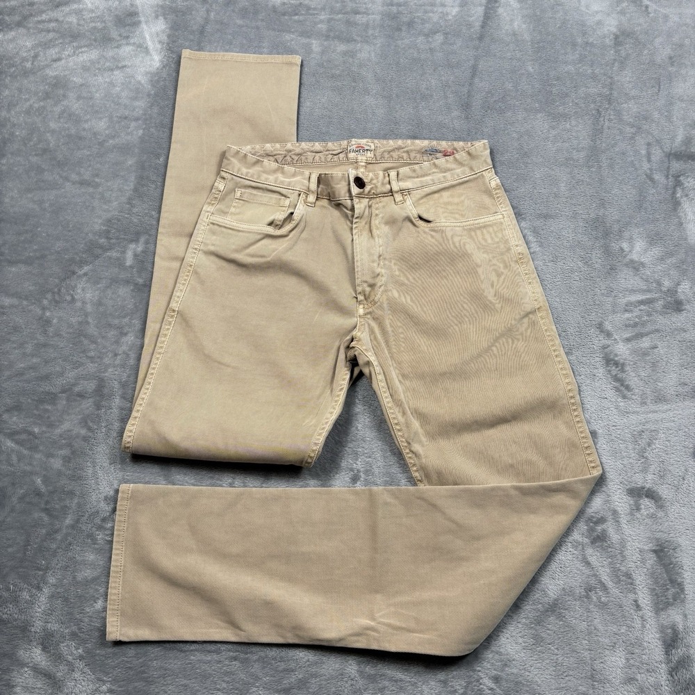 Faherty Comfort Twill 5-Pocket Pant Mens 29x31 Stone Khaki Chino Preppy